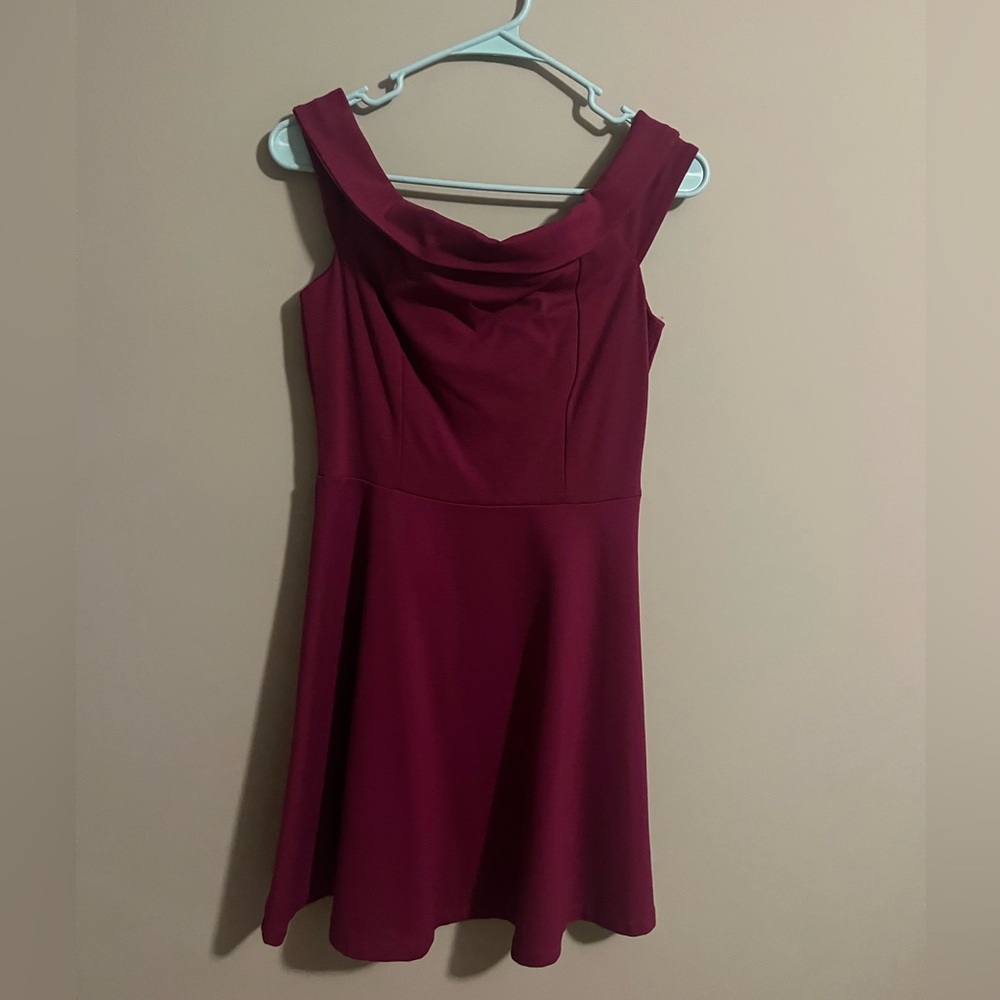 Lulus Season of Fun Magenta Off the Shoulder Skater Dress Size Medium